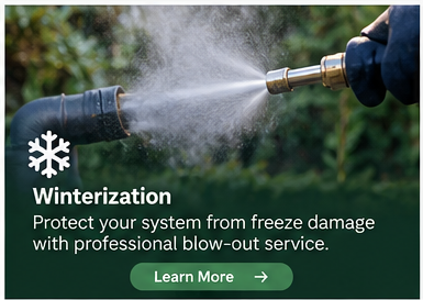 Professional residential sprinkler winterization and blowout service in Fort Mill