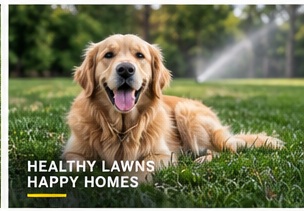 Healthy residential lawn maintained by an irrigation system