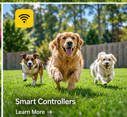 Healthy residential lawn representing smart irrigation controller service